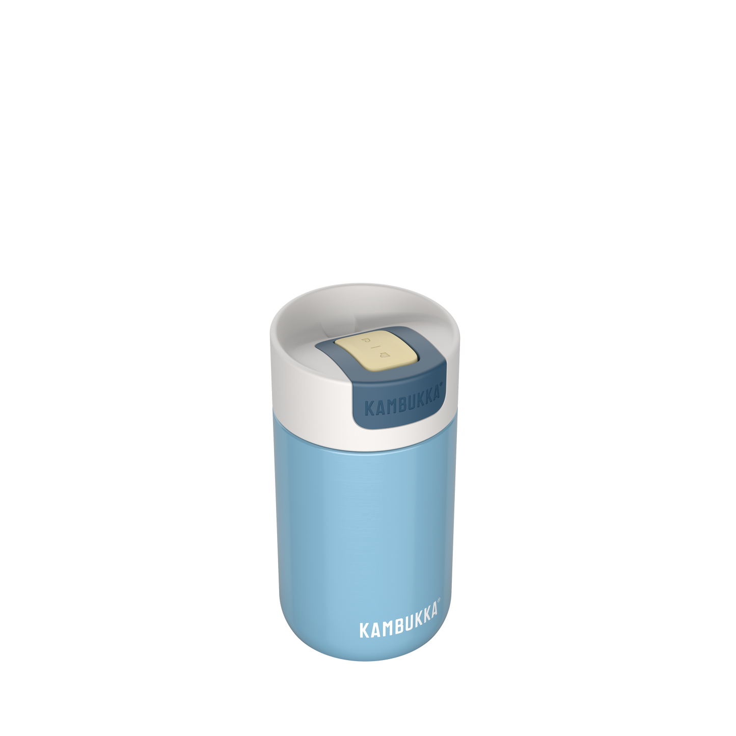 Front view of Olympus 300ml Silk Blue Travel mug